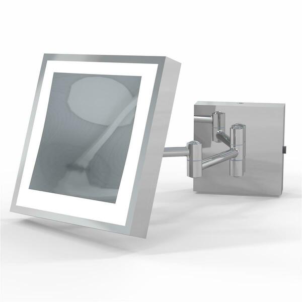 Aptations Single-Sided LED Square Wall Mirror - Rechargeable, Chrome 913-35-43